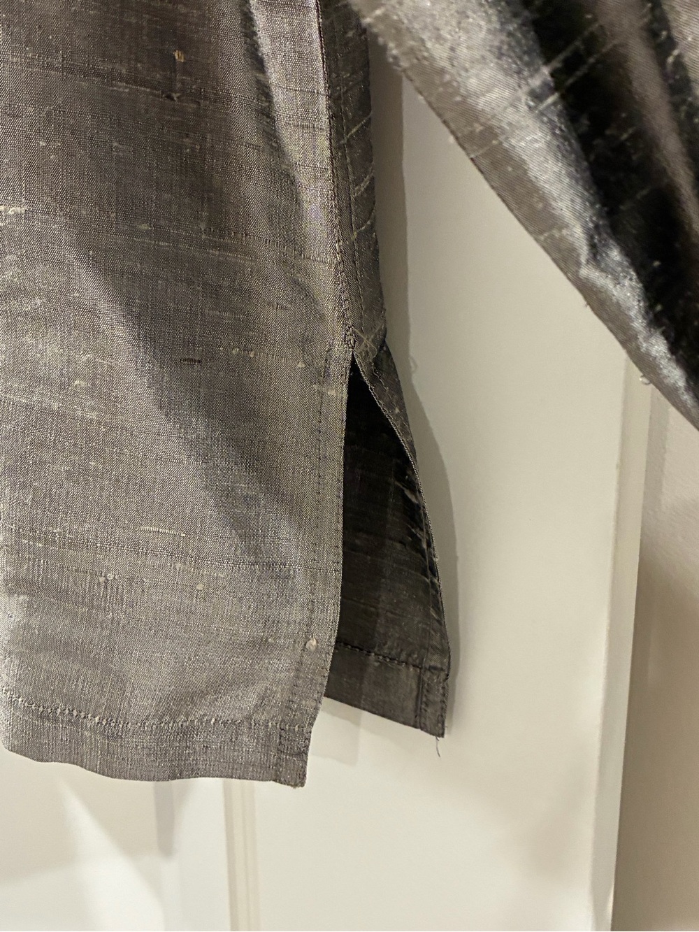 💯 Silk Large Evening Formal top Silver Metallic Gray Button-down Blouse w/collar - Picture 11 of 16